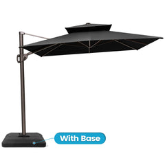 11x9 ft Aluminum Cantilever Patio Umbrella with Double Top (Base Options)