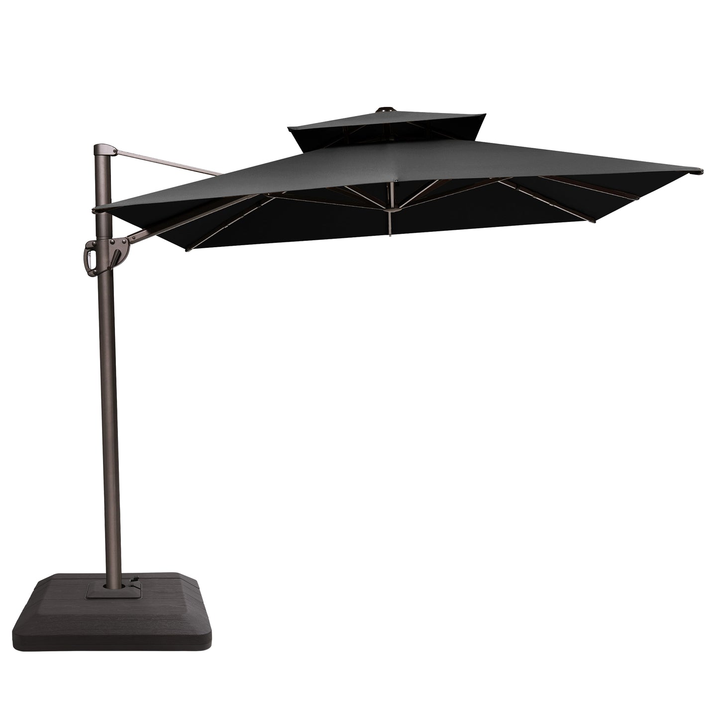 Crestlive Products 11x9 ft Aluminum Double Top Crank Cantilever Patio Umbrella with Base Options