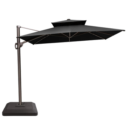 Crestlive Products 11x9 ft Aluminum Double Top Crank Cantilever Patio Umbrella with Base Options