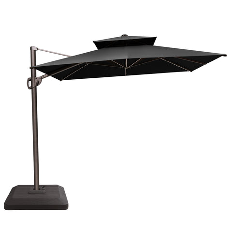 Crestlive Products 11x9 ft Aluminum Double Top Crank Cantilever Patio Umbrella with Base Options