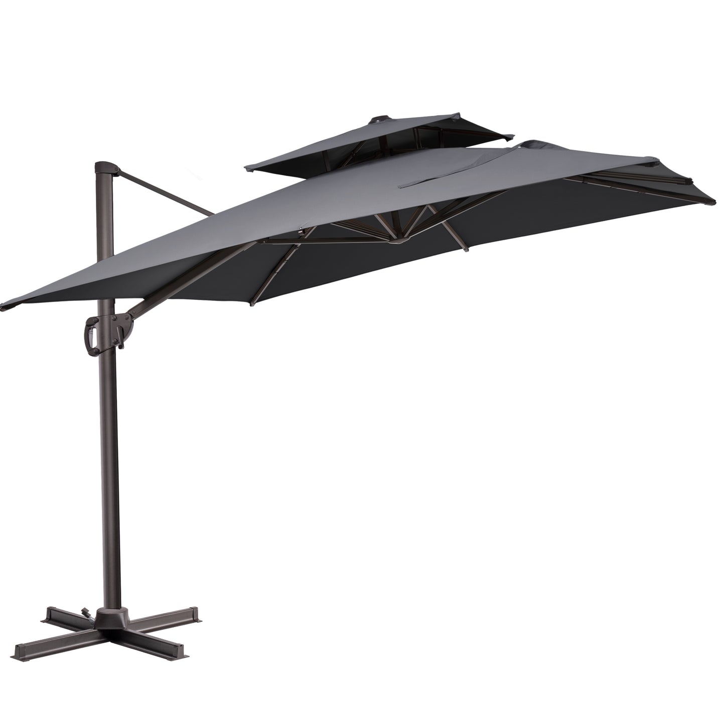 Crestlive Products 11x9 ft Aluminum Double Top Crank Cantilever Patio Umbrella with Base Options