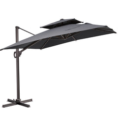 11x9 ft Aluminum Cantilever Patio Umbrella with Double Top (Base Options)