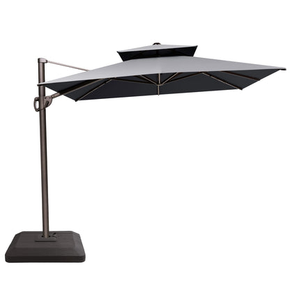 Crestlive Products 11x9 ft Aluminum Double Top Crank Cantilever Patio Umbrella with Base Options