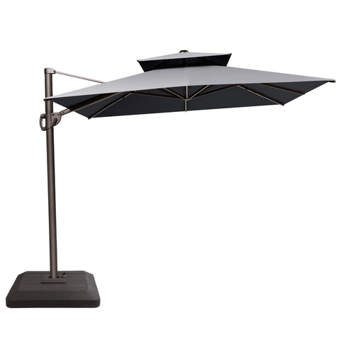 Crestlive Products 11x9 ft Aluminum Double Top Crank Cantilever Patio Umbrella with Base Options