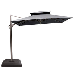 11x9 ft Aluminum Cantilever Patio Umbrella with Double Top (Base Options)