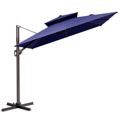 Crestlive Products 9x11FT Rectangular Cantilever Umbrella with Base, Windproof Double Top, 350lbs, 360-degree Rotating