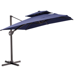 11x9 ft Aluminum Cantilever Patio Umbrella with Double Top (Base Options)