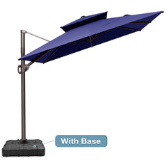 Crestlive Products 9x11FT Rectangular Cantilever Umbrella with Base, Windproof Double Top, 350lbs, 360-degree Rotating