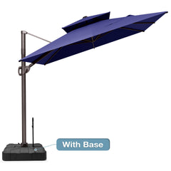 Crestlive Products 9x11FT Rectangular Cantilever Umbrella with Base, Windproof Double Top, 350lbs, 360-degree Rotating