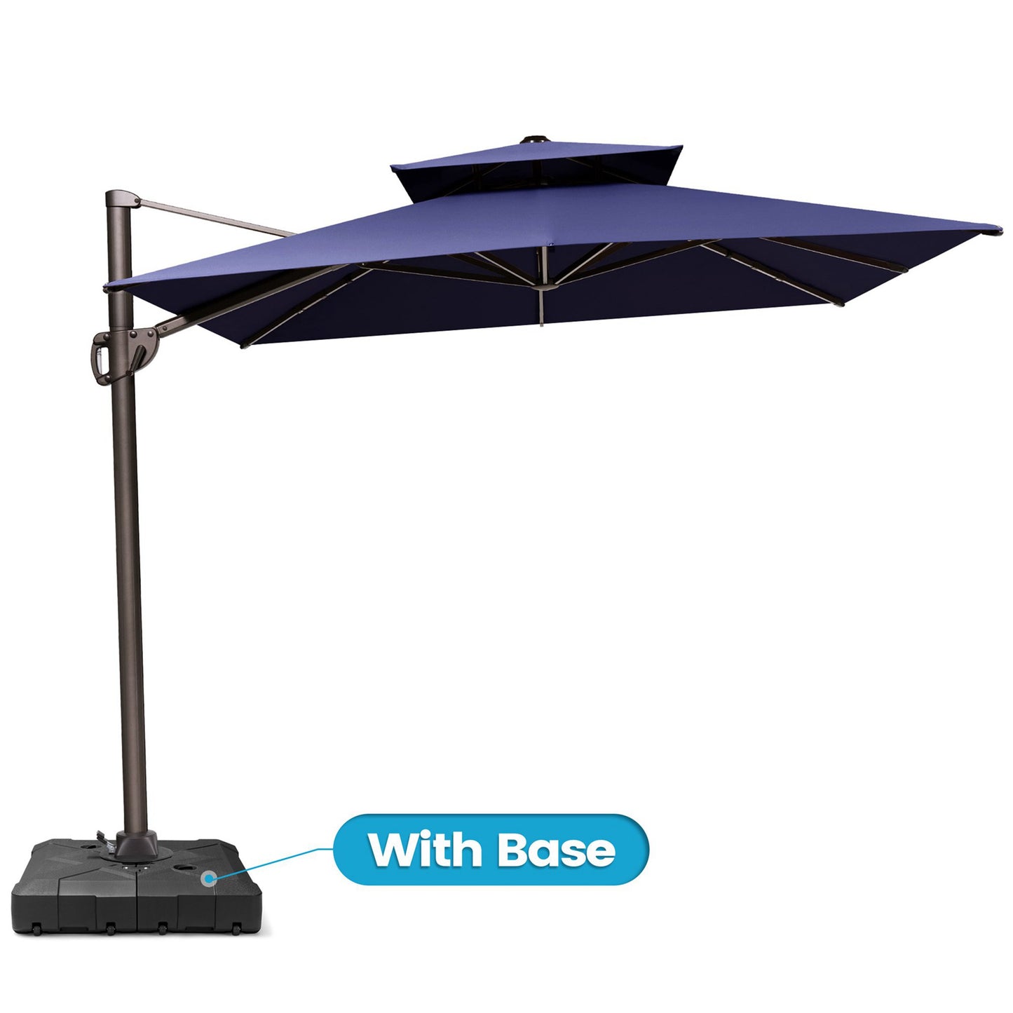Crestlive Products 9x11ft Aluminum Crank Cantilever Patio Umbrella with Base
