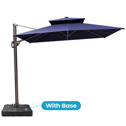 Crestlive Products 9x11ft Aluminum Crank Cantilever Patio Umbrella with Base