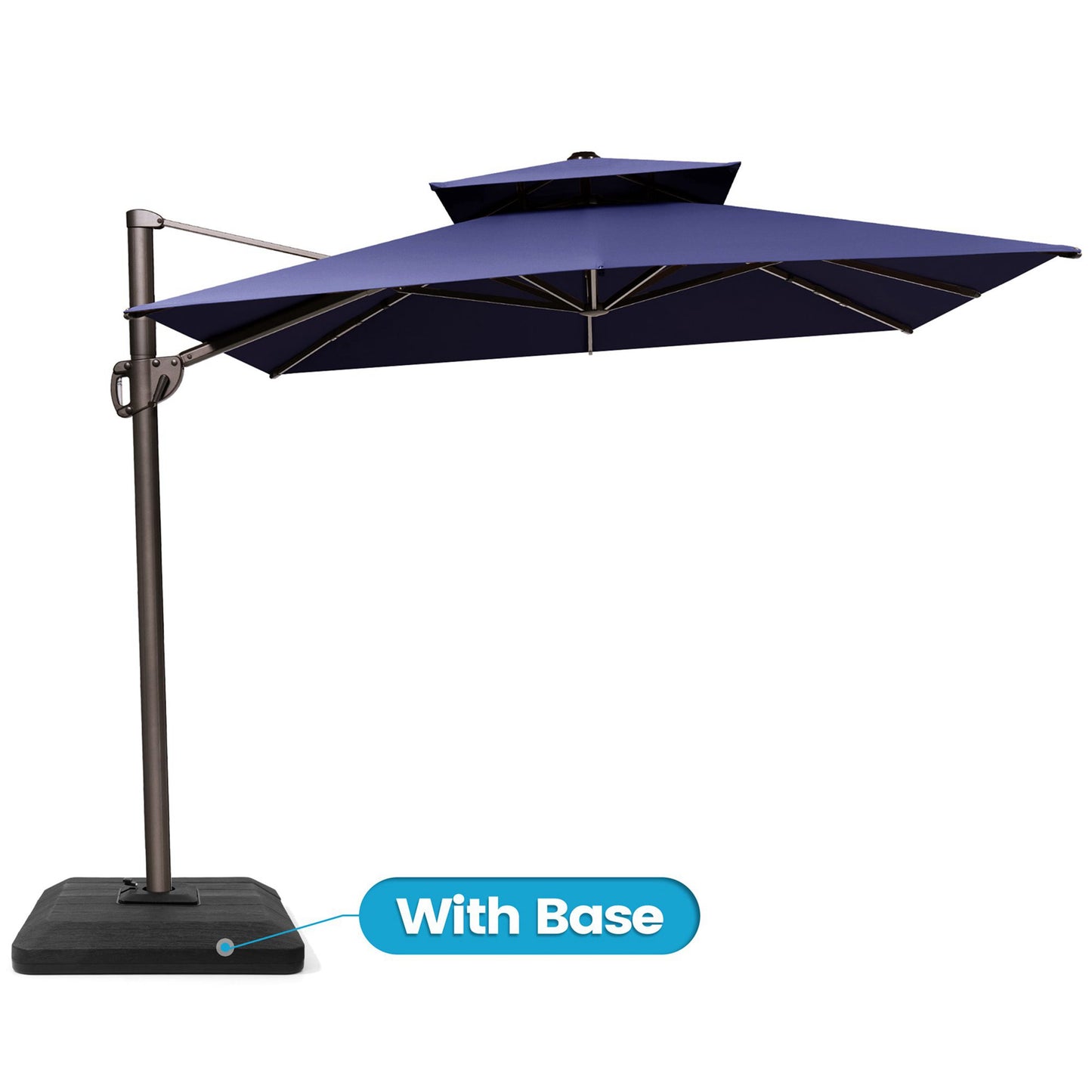 Crestlive Products 11x9 ft Aluminum Double Top Crank Cantilever Patio Umbrella with Base Options