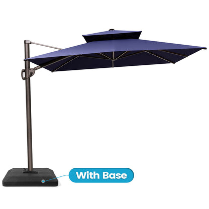 Crestlive Products 11x9 ft Aluminum Double Top Crank Cantilever Patio Umbrella with Base Options