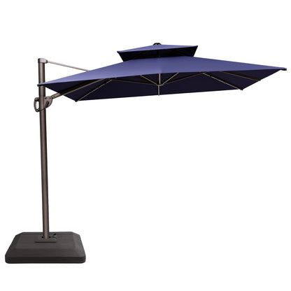 Crestlive Products 11x9 ft Aluminum Double Top Crank Cantilever Patio Umbrella with Base Options