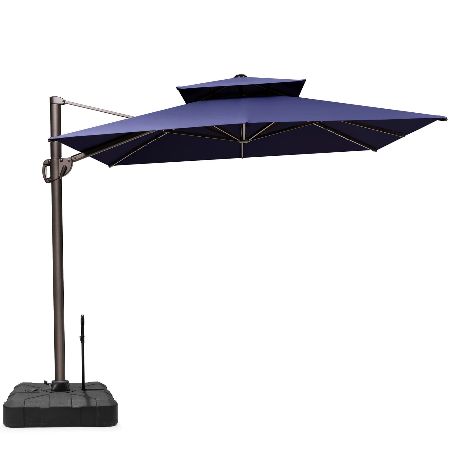 Crestlive Products 11x9 ft Aluminum Double Top Crank Cantilever Patio Umbrella with Base Options