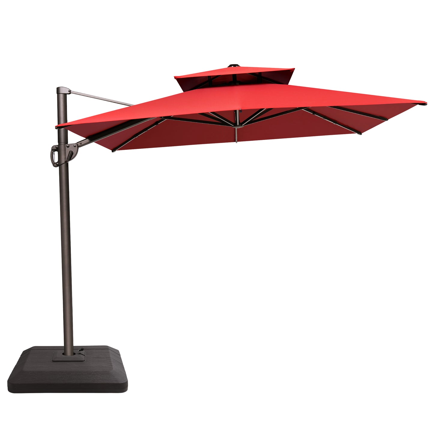 Crestlive Products 11x9 ft Aluminum Double Top Crank Cantilever Patio Umbrella with Base Options