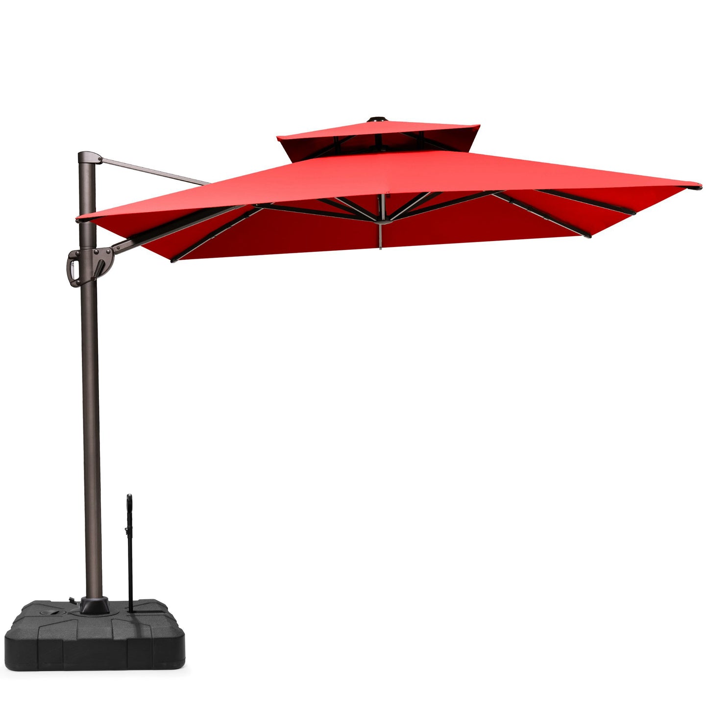 Crestlive Products 11x9 ft Aluminum Double Top Crank Cantilever Patio Umbrella with Base Options