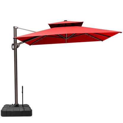 Crestlive Products 11x9 ft Aluminum Double Top Crank Cantilever Patio Umbrella with Base Options
