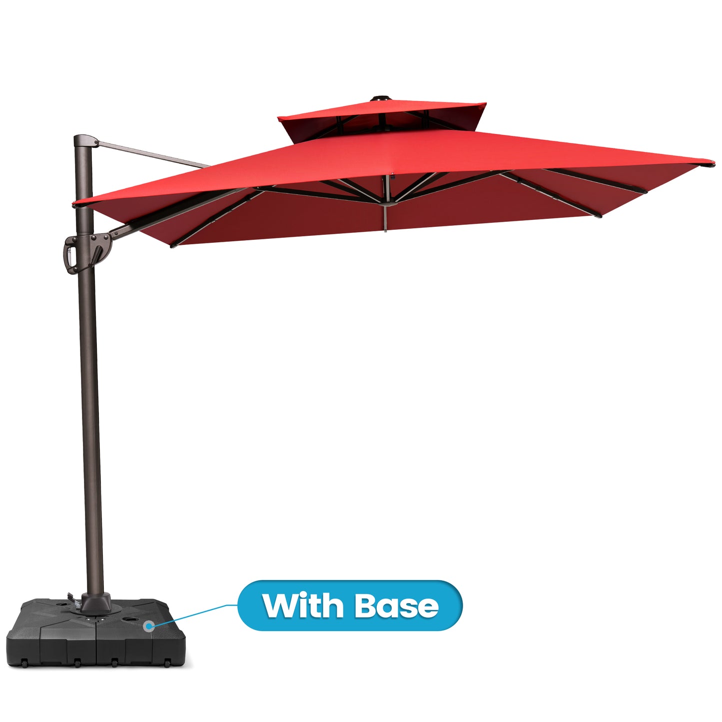 Crestlive Products 9x11ft Aluminum Crank Cantilever Patio Umbrella with Base
