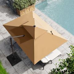 11x9 ft Aluminum Cantilever Patio Umbrella with Double Top (Base Options)