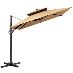Crestlive Products 9x11FT Rectangular Cantilever Umbrella with Base, Windproof Double Top, 350lbs, 360-degree Rotating