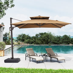 11x9 ft Aluminum Cantilever Patio Umbrella with Double Top (Base Options)