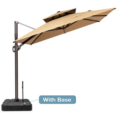 Crestlive Products 9x11FT Rectangular Cantilever Umbrella with Base, Windproof Double Top, 350lbs, 360-degree Rotating