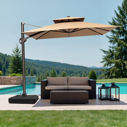 Crestlive Products 9x11ft Aluminum Crank Cantilever Patio Umbrella with Base