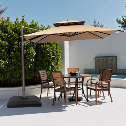 Crestlive Products 9x11ft Aluminum Double Top Crank Cantilever Patio Umbrella with Base