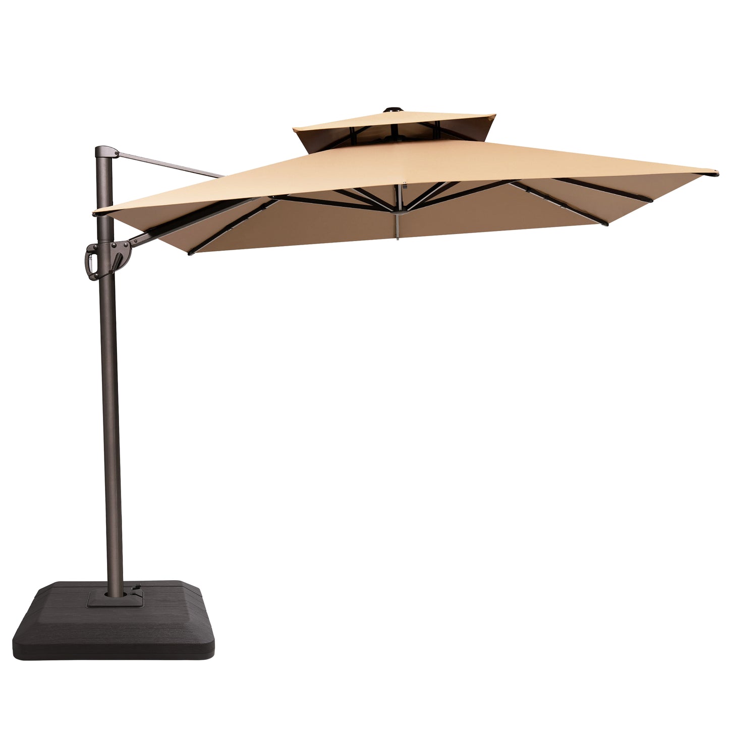 Crestlive Products 11x9 ft Aluminum Double Top Crank Cantilever Patio Umbrella with Base Options