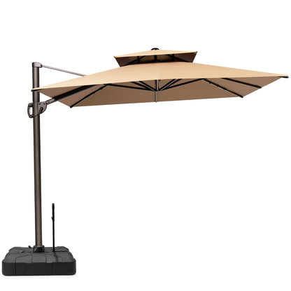 Crestlive Products 11x9 ft Aluminum Double Top Crank Cantilever Patio Umbrella with Base Options