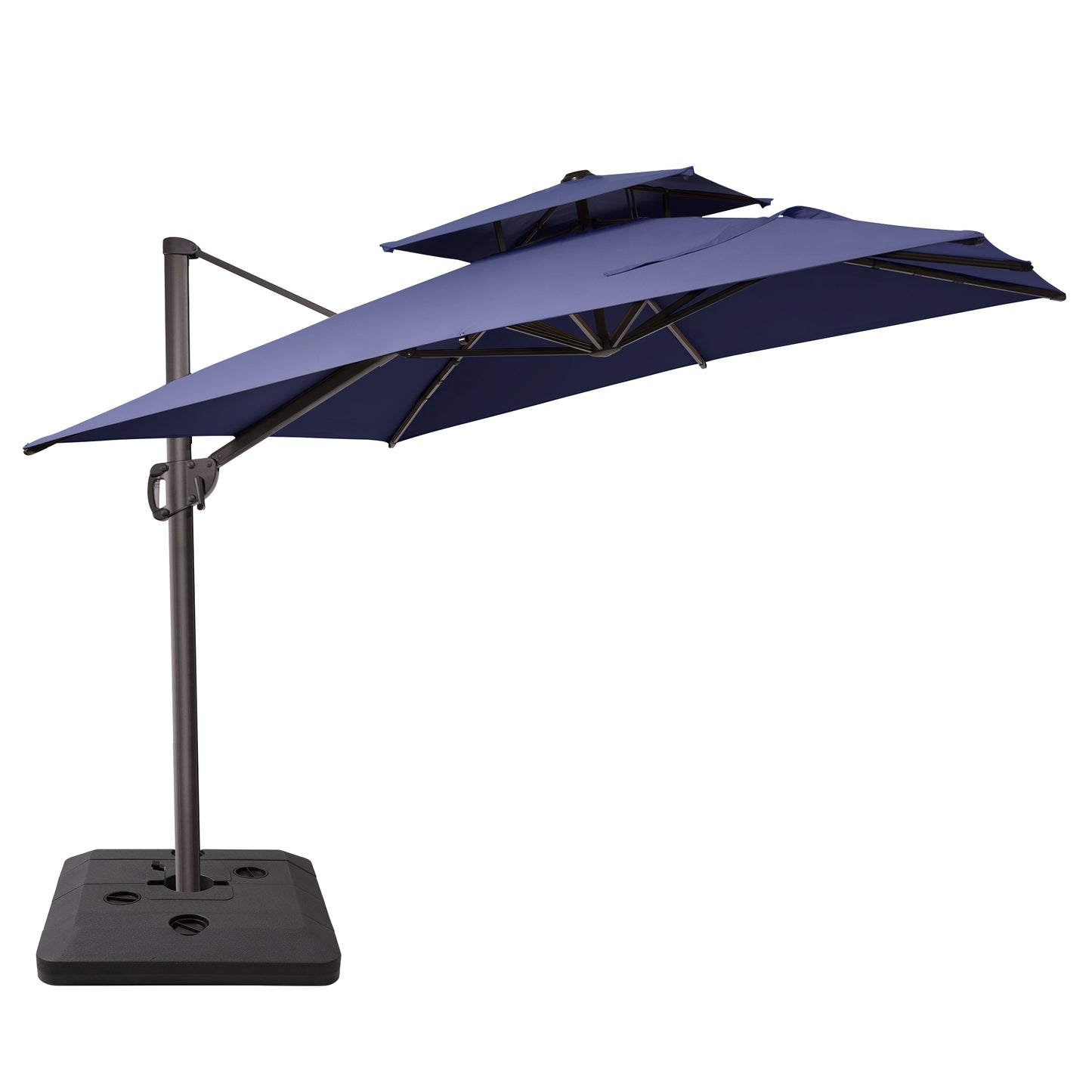 Crestlive Products 9x11ft Aluminum Double Top Crank Cantilever Patio Umbrella with Base