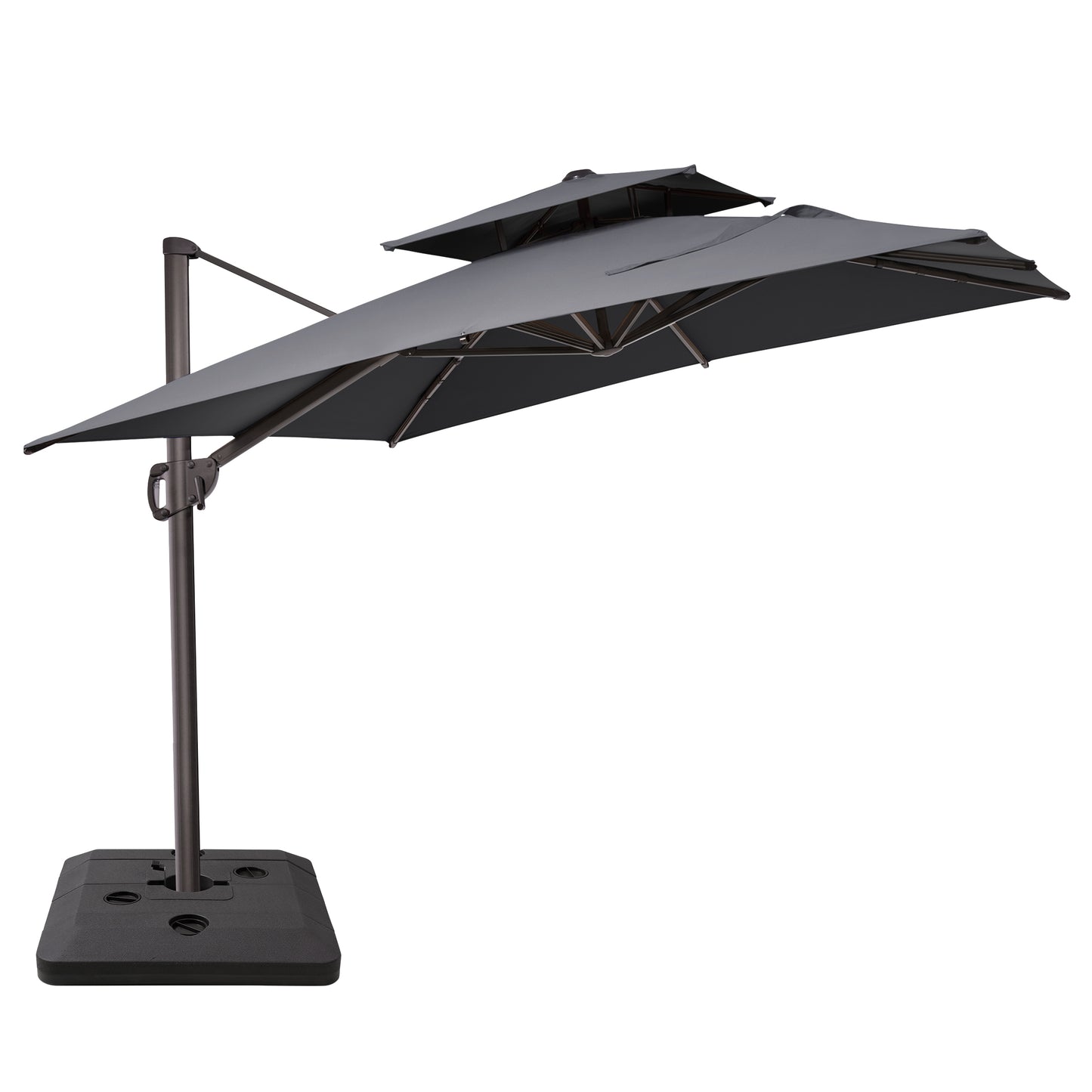 Crestlive Products 9x11ft Aluminum Double Top Crank Cantilever Patio Umbrella with Base