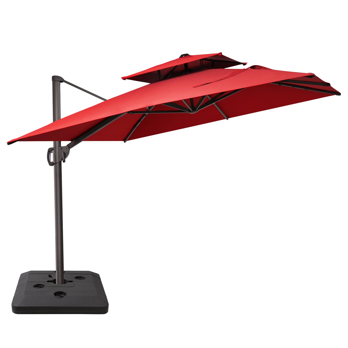 Crestlive Products 9x11ft Aluminum Double Top Crank Cantilever Patio Umbrella with Base