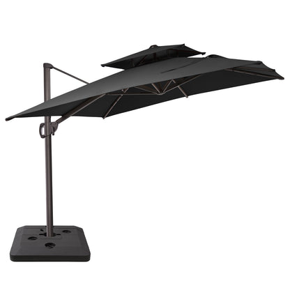 Crestlive Products 9x11ft Aluminum Double Top Crank Cantilever Patio Umbrella with Base