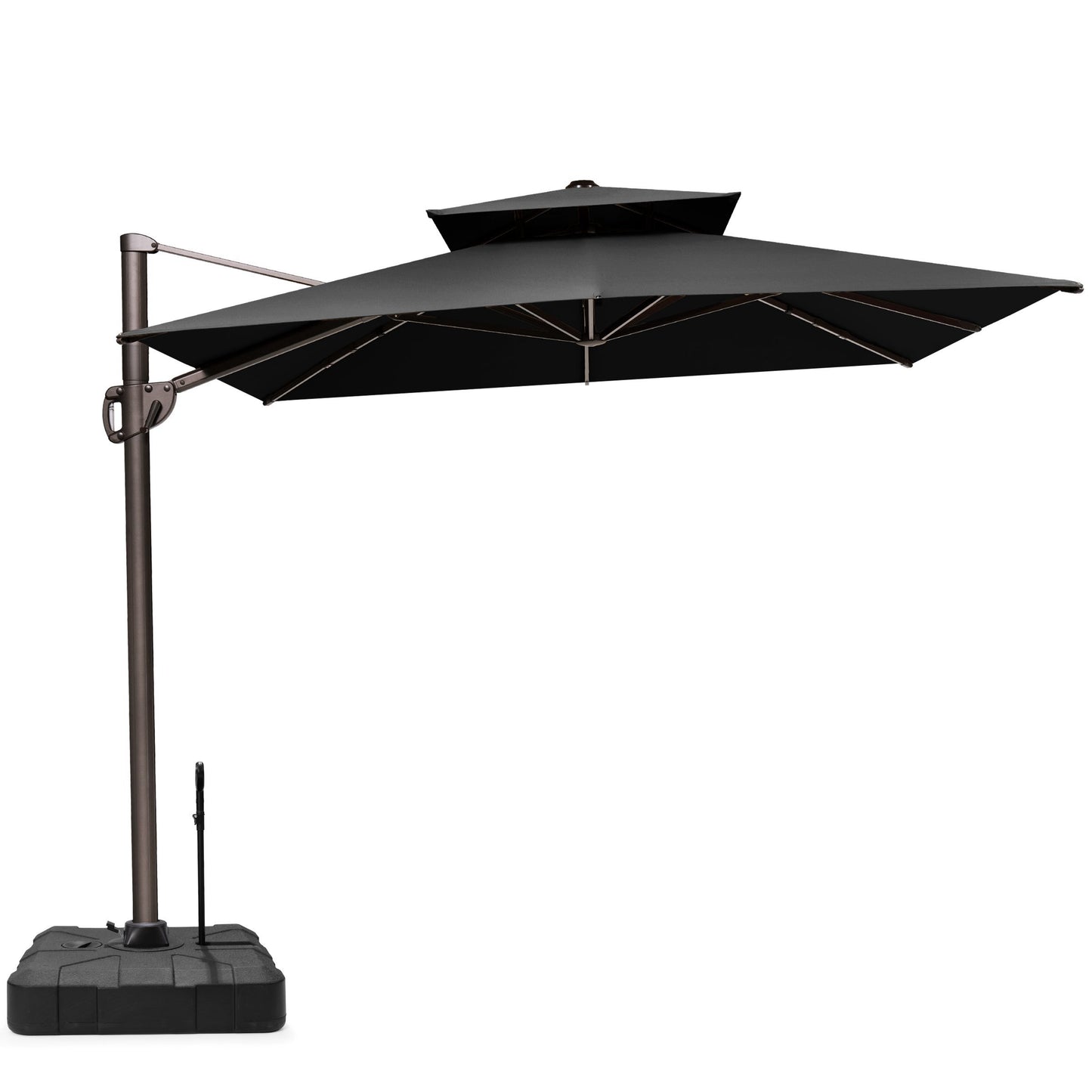 Crestlive Products 11x9 ft Aluminum Double Top Crank Cantilever Patio Umbrella with Base Options