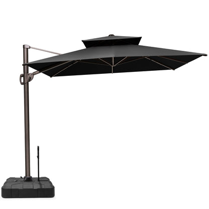 Crestlive Products 11x9 ft Aluminum Double Top Crank Cantilever Patio Umbrella with Base Options