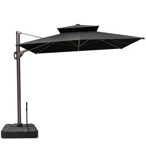 Crestlive Products 11x9 ft Aluminum Double Top Crank Cantilever Patio Umbrella with Base Options