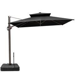 11x9 ft Aluminum Cantilever Patio Umbrella with Double Top (Base Options)
