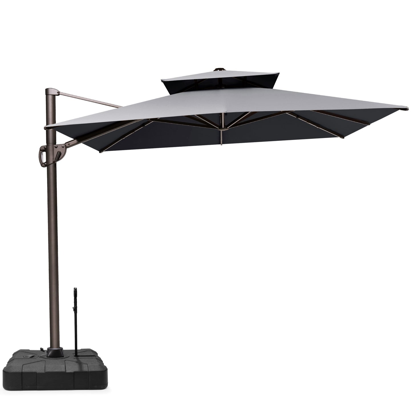 Crestlive Products 11x9 ft Aluminum Double Top Crank Cantilever Patio Umbrella with Base Options