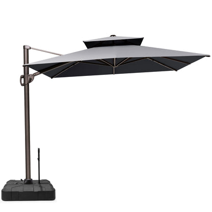 Crestlive Products 11x9 ft Aluminum Double Top Crank Cantilever Patio Umbrella with Base Options