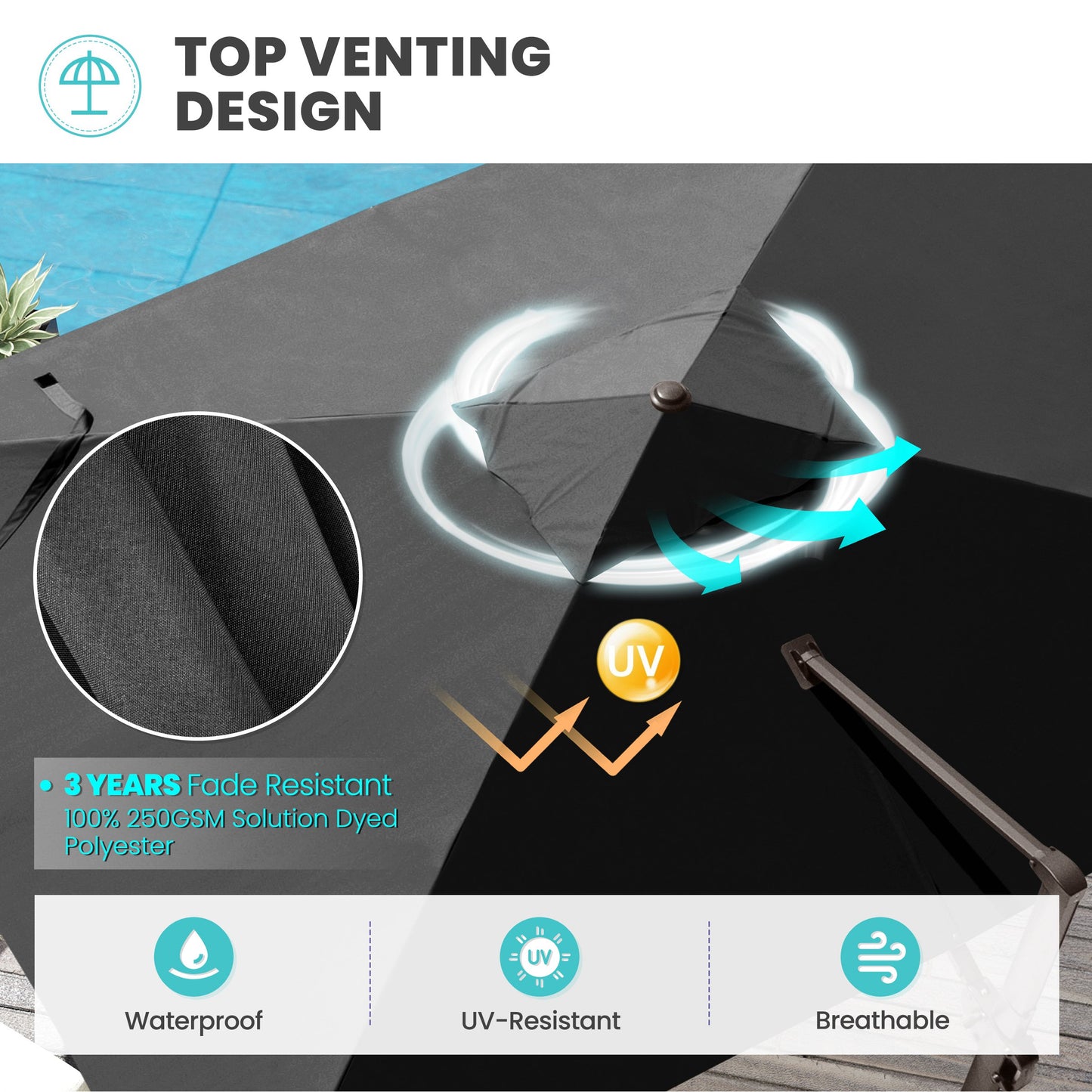 Crestlive Products 12x9ft Aluminum Crank Cantilever Patio Umbrella