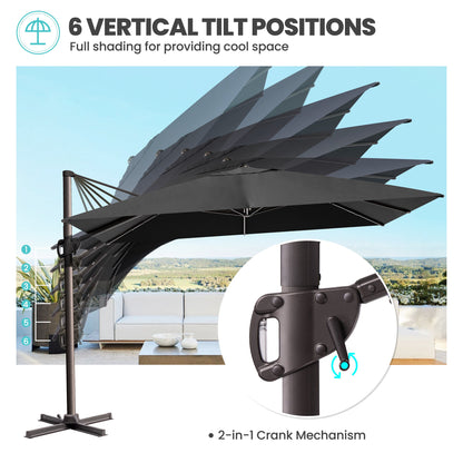 Crestlive Products 12x9ft Aluminum Crank Cantilever Patio Umbrella