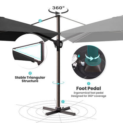 Crestlive Products 12x9ft Aluminum Crank Cantilever Patio Umbrella
