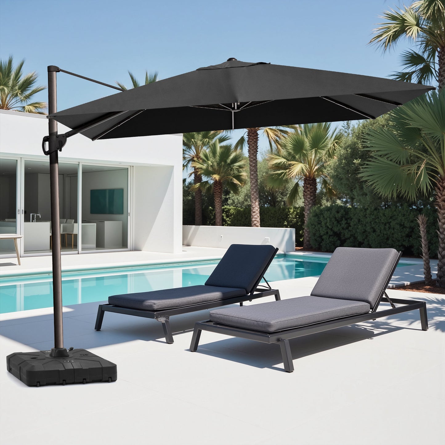 Crestlive Products 12x9ft Aluminum Crank Cantilever Patio Umbrella