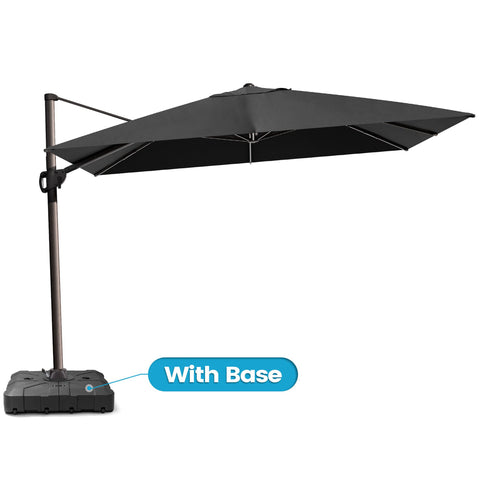Crestlive Products 12x9ft Aluminum Crank Cantilever Patio Umbrella with Base Options