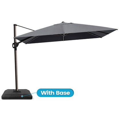 Crestlive Products 12x9ft Aluminum Crank Cantilever Patio Umbrella with Base Options