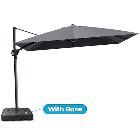 Crestlive Products 12x9ft Aluminum Crank Cantilever Patio Umbrella with Base Options