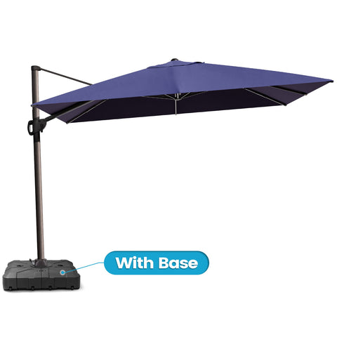 Crestlive Products 12x9ft Aluminum Crank Cantilever Patio Umbrella with Base Options