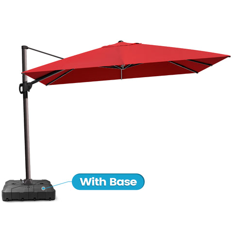 Crestlive Products 12x9ft Aluminum Crank Cantilever Patio Umbrella with Base Options
